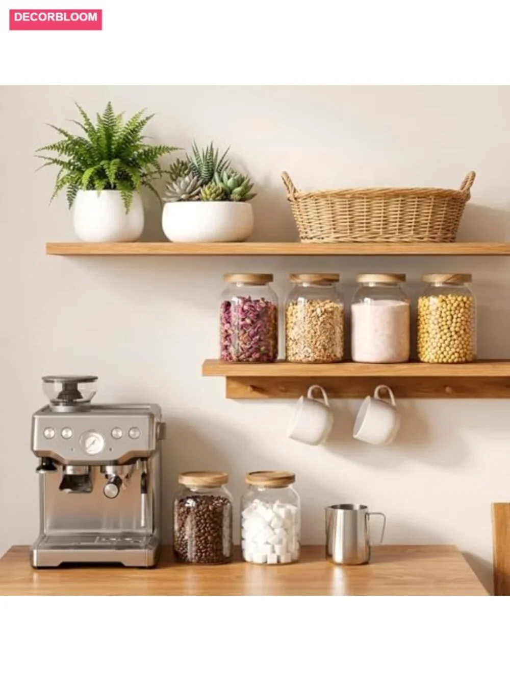 2-Pack Glass Storage Jars with Wooden Lids, 42oz Airtight Canisters